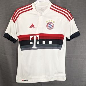 FC Bayern Munchen Soccer Football Jersey Top T White Womens S-M Junior XL German